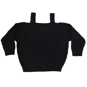 Black Women's Sweater Honey Punch Size Small Black Off Shoulder